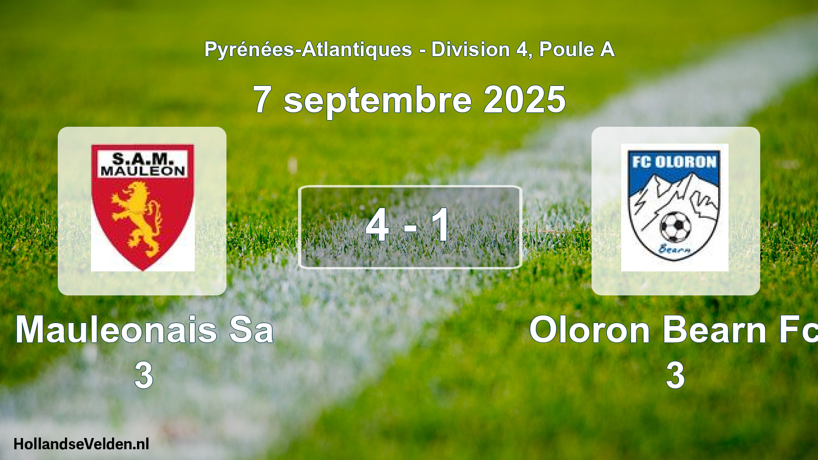 Total number of matches played: Mauleonais Sa 3 - Oloron Bearn Fc 3 4 - 1 (7 September 2025)