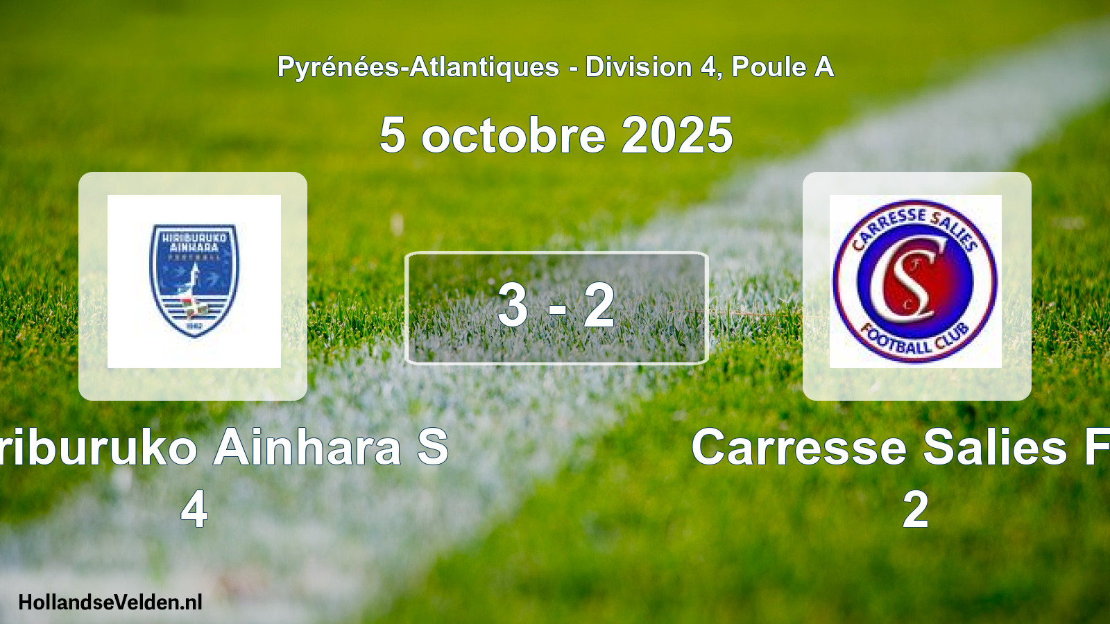 Total number of matches played: Hiriburuko Ainhara S 4 - Carresse Salies Fc 2 3 - 2 (5 October 2025)