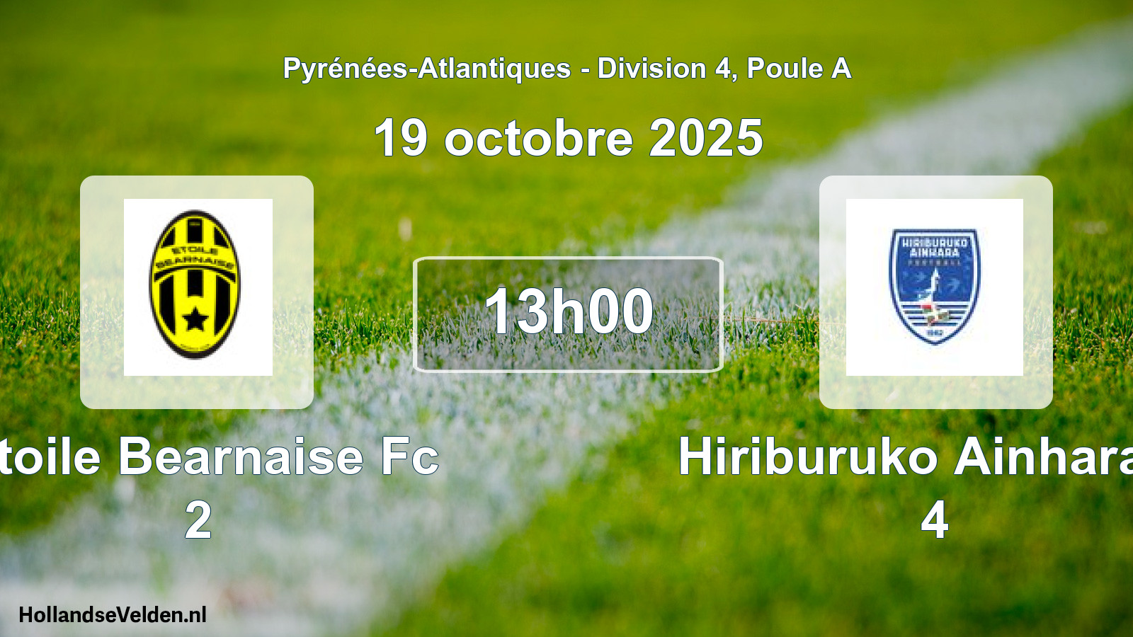 Scheduled Match: Etoile Bearnaise Fc 2 - Hiriburuko Ainhara S 4 (19 October 2025)