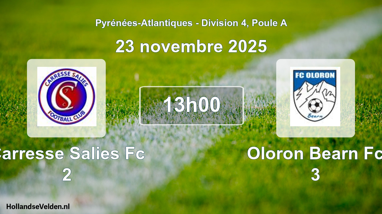 Scheduled Match: Carresse Salies Fc 2 - Oloron Bearn Fc 3 (23 November 2025)