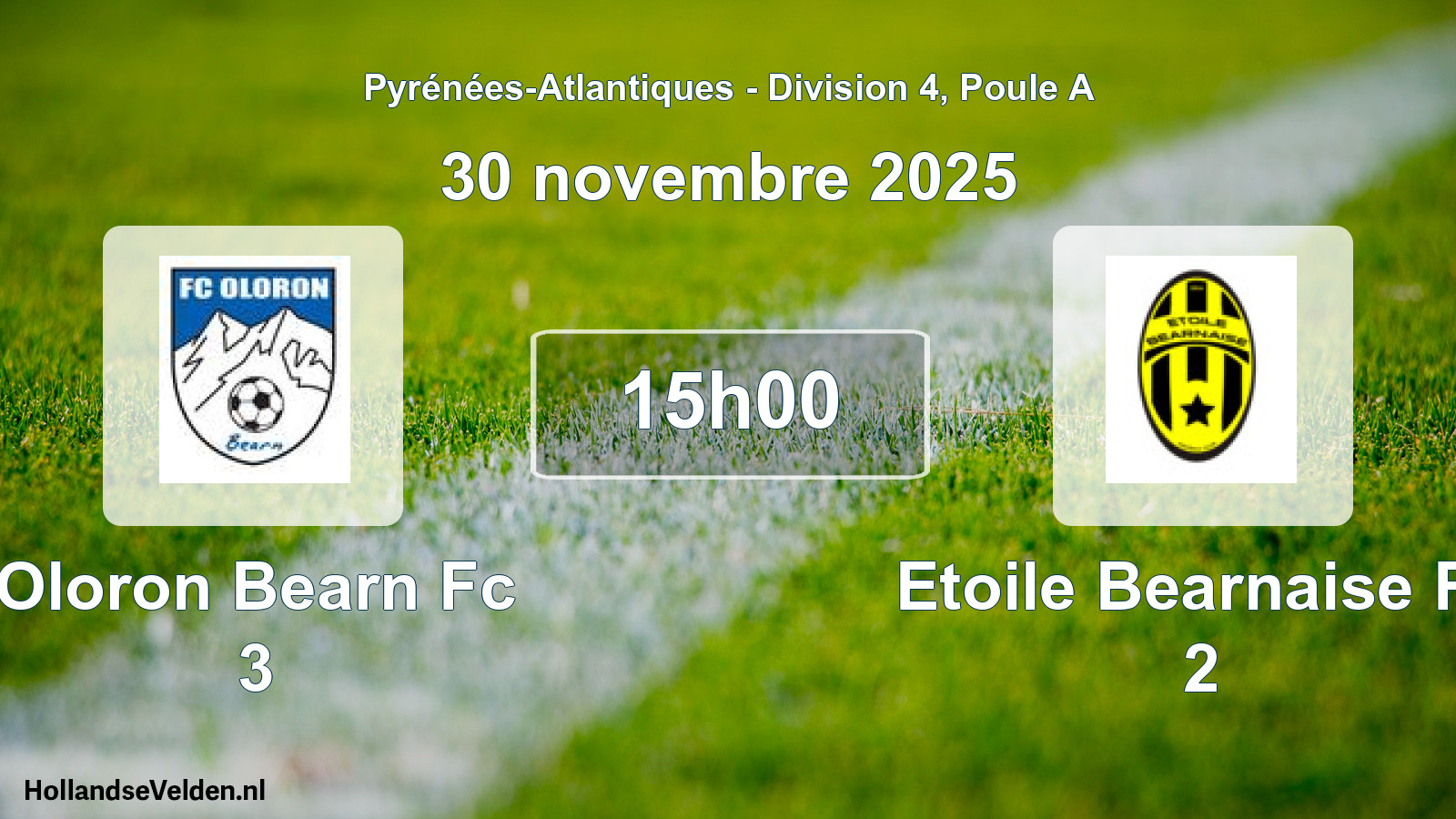 Scheduled Match: Oloron Bearn Fc 3 - Etoile Bearnaise Fc 2 (30 November 2025)