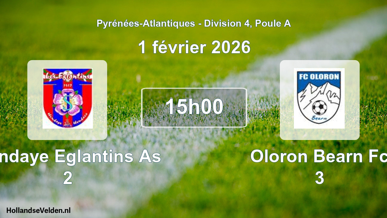 Scheduled Match: Hendaye Eglantins As 2 - Oloron Bearn Fc 3 (1 February 2026)