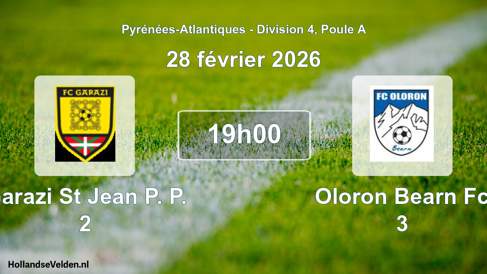 Geplande wedstrijd: Garazi St Jean P. P. 2 - Oloron Bearn Fc 3 (28 februari 2026)