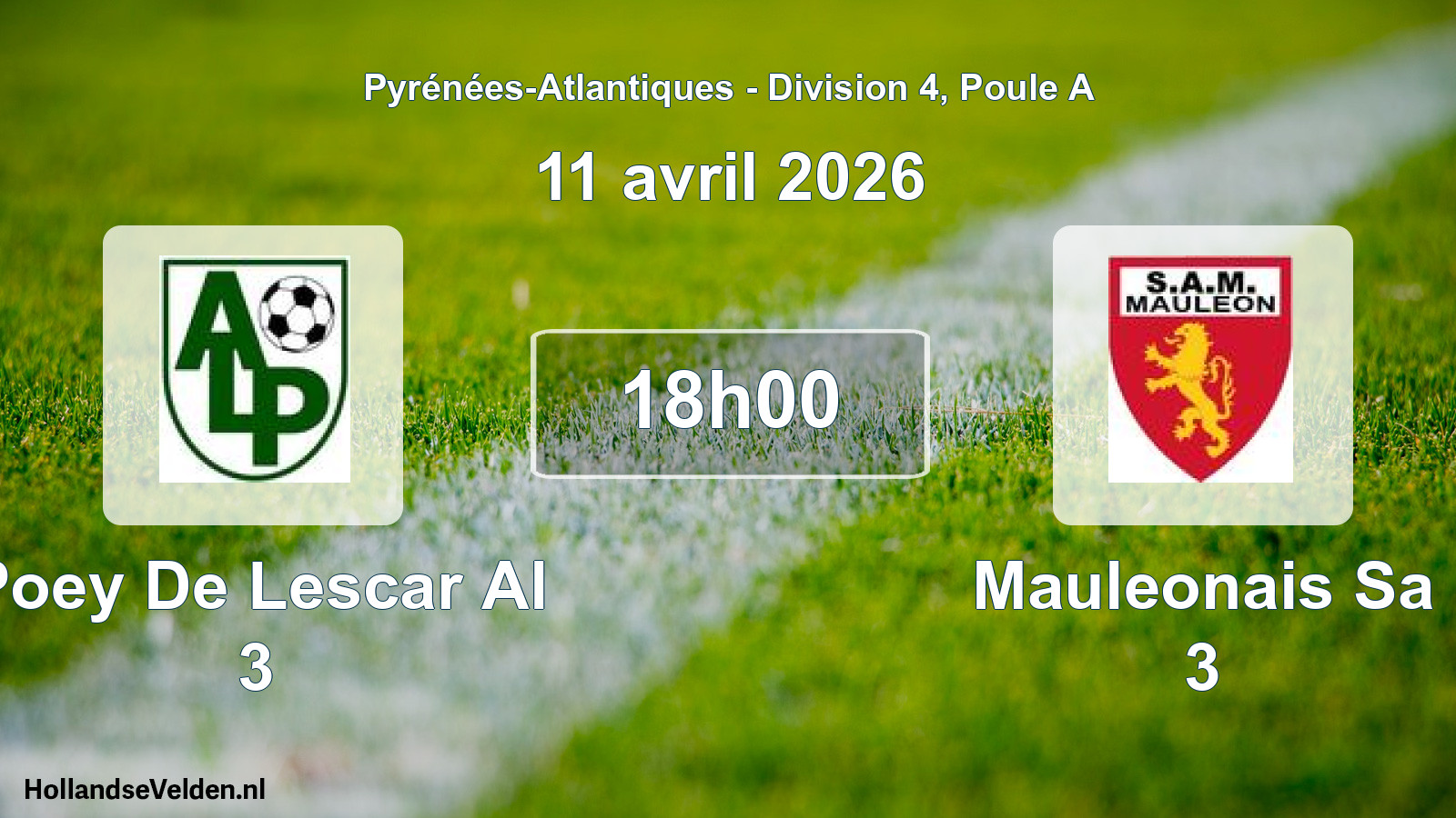 Geplande wedstrijd: Poey De Lescar Al 3 - Mauleonais Sa 3 (11 april 2026)