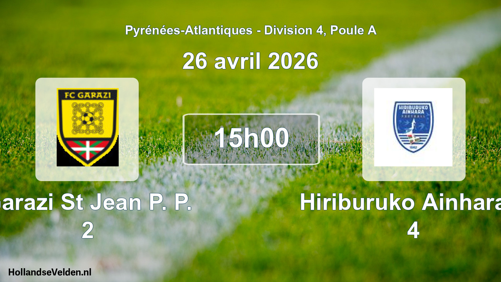 Scheduled Match: Garazi St Jean P. P. 2 - Hiriburuko Ainhara S 4 (26 April 2026)
