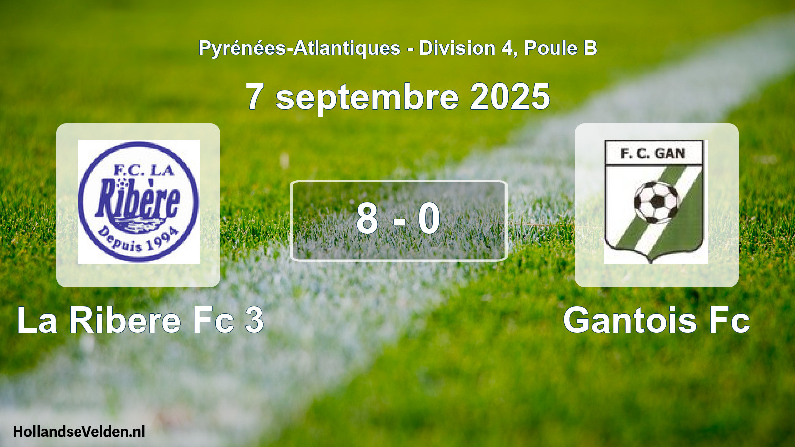 Gespeelde wedstrijd: La Ribere Fc 3 - Gantois Fc 8 - 0 (7 septembre 2025)