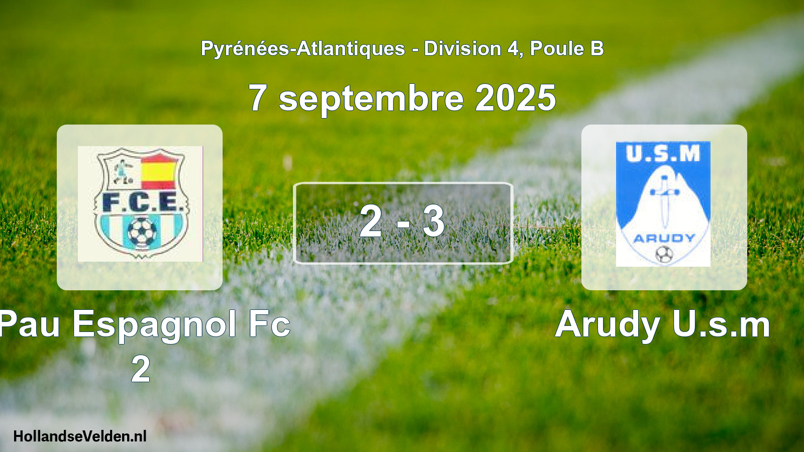 Total number of matches played: Pau Espagnol Fc 2 - Arudy U.s.m 2 - 3 (7 September 2025)