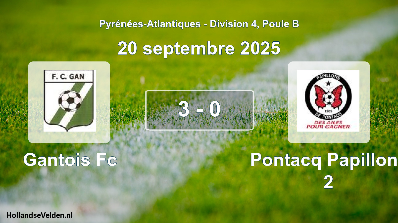 Gespeelde wedstrijd: Gantois Fc - Pontacq Papillons 2 3 - 0 (20 septembre 2025)