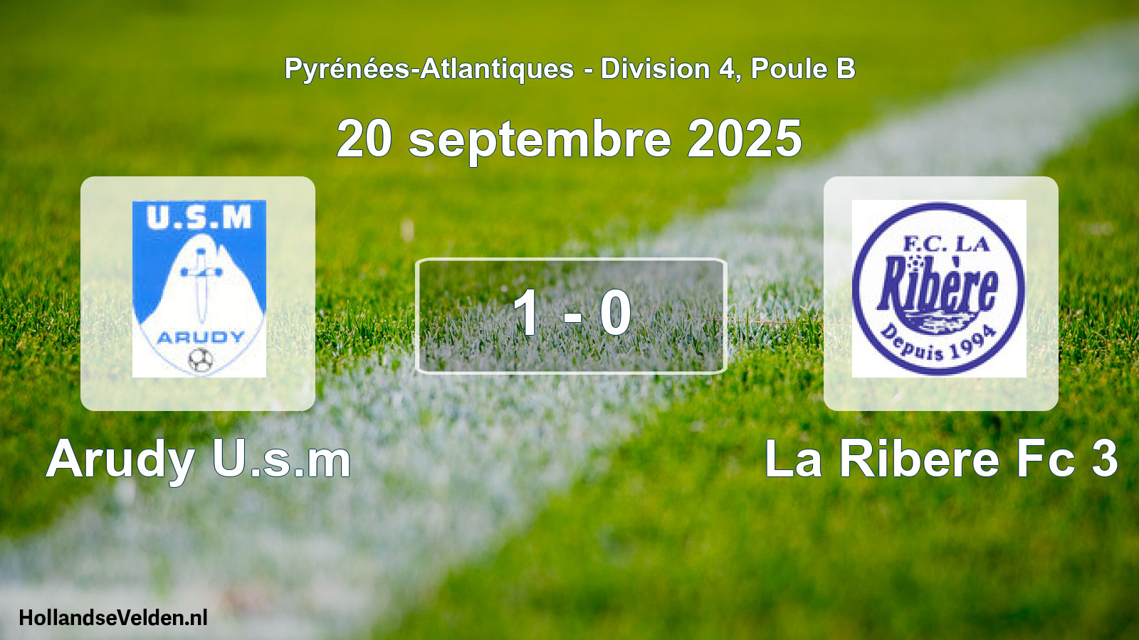 Total number of matches played: Arudy U.s.m - La Ribere Fc 3 1 - 0 (20 September 2025)