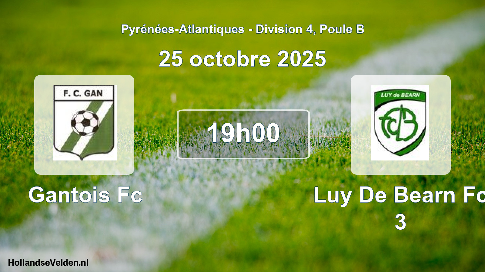 Geplande wedstrijd: Gantois Fc - Luy De Bearn Fc 3 (25 octobre 2025)