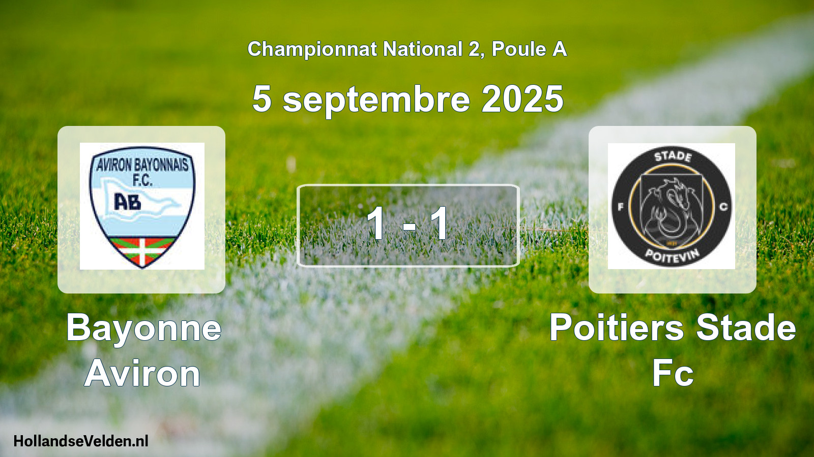 Total number of matches played: Bayonne Aviron - Poitiers Stade Fc 1 - 1 (5 September 2025)