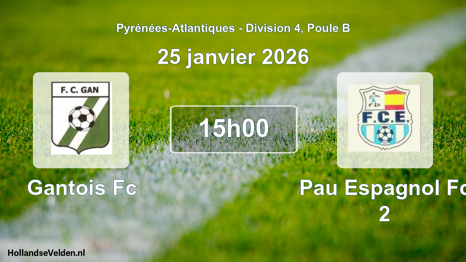 Geplande wedstrijd: Gantois Fc - Pau Espagnol Fc 2 (25 janvier 2026)