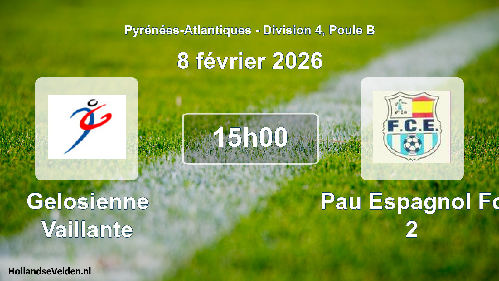 Geplande wedstrijd: Gelosienne Vaillante - Pau Espagnol Fc 2 (8 février 2026)
