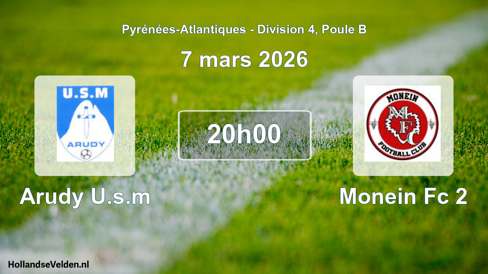 Geplande wedstrijd: Arudy U.s.m - Monein Fc 2 (7 mars 2026)