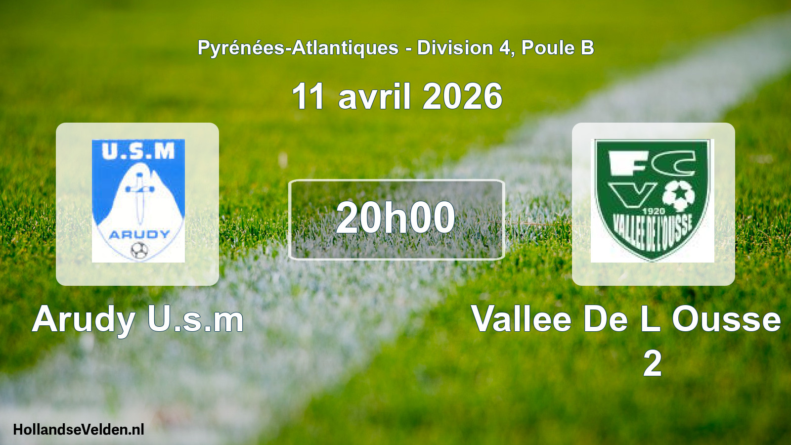Scheduled Match: Arudy U.s.m - Vallee De L Ousse Fc 2 (11 April 2026)