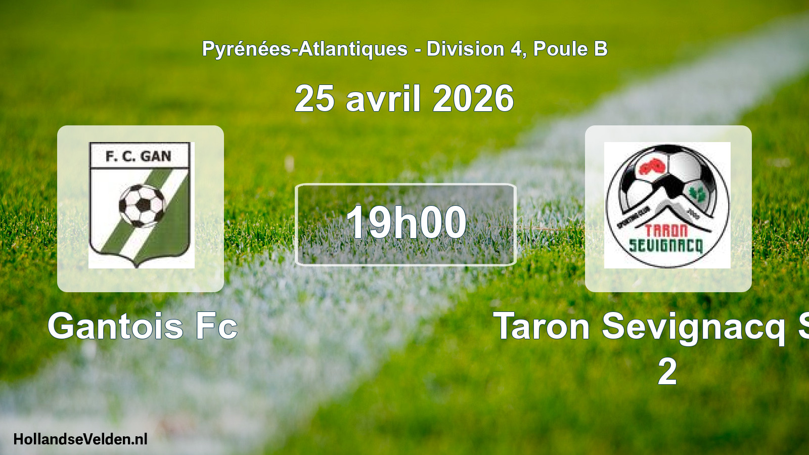 Geplande wedstrijd: Gantois Fc - Taron Sevignacq Sc 2 (25 avril 2026)