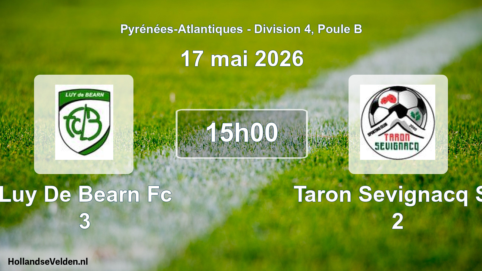 Geplande wedstrijd: Luy De Bearn Fc 3 - Taron Sevignacq Sc 2 (17 mai 2026)