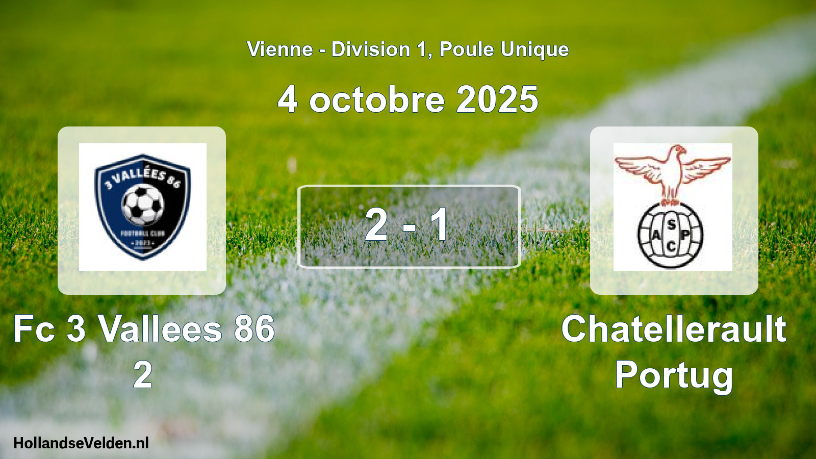 Gespeelde wedstrijd: Fc 3 Vallees 86 2 - Chatellerault Portug 2 - 1 (4 octobre 2025)