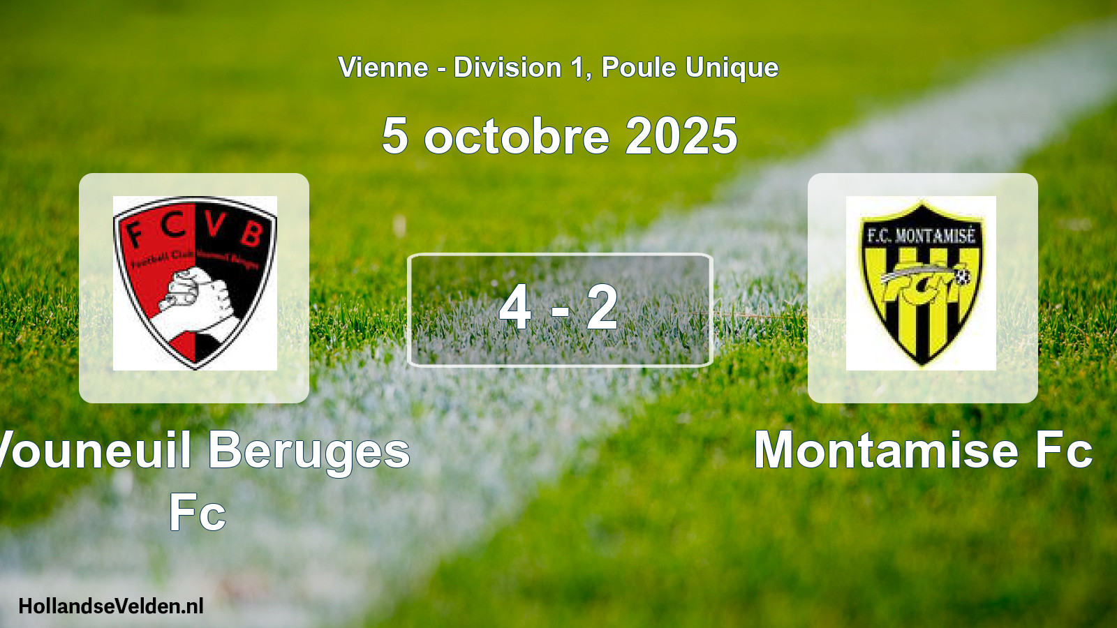 Gespeelde wedstrijd: Vouneuil Beruges Fc - Montamise Fc 4 - 2 (5 octobre 2025)