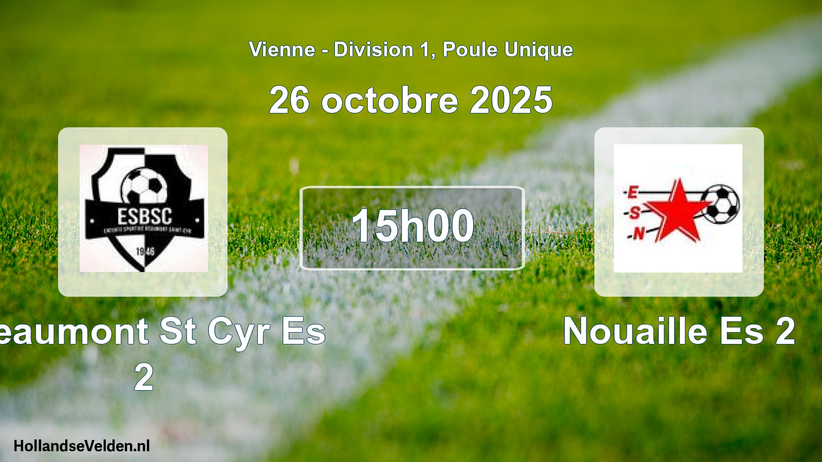 Geplande wedstrijd: Beaumont St Cyr Es 2 - Nouaille Es 2 (26 oktober 2025)