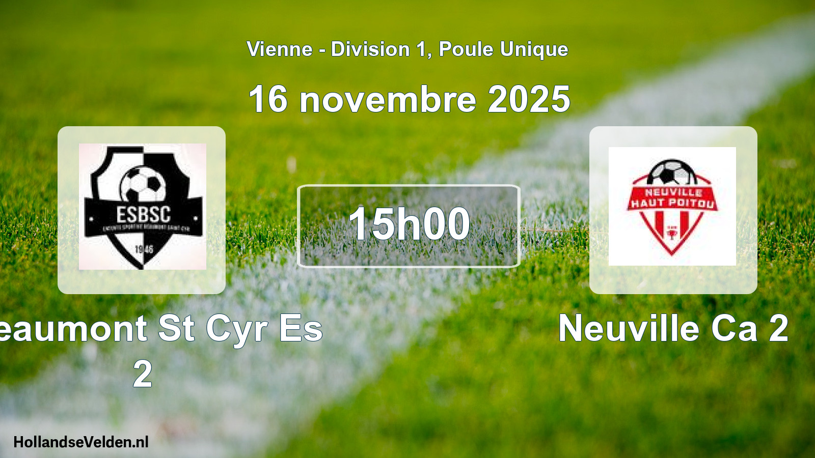 Geplande wedstrijd: Beaumont St Cyr Es 2 - Neuville Ca 2 (16 novembre 2025)