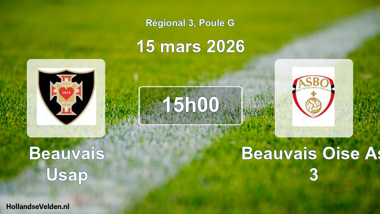 Geplande wedstrijd: Beauvais Usap - Beauvais Oise As 3 (15 mars 2026)