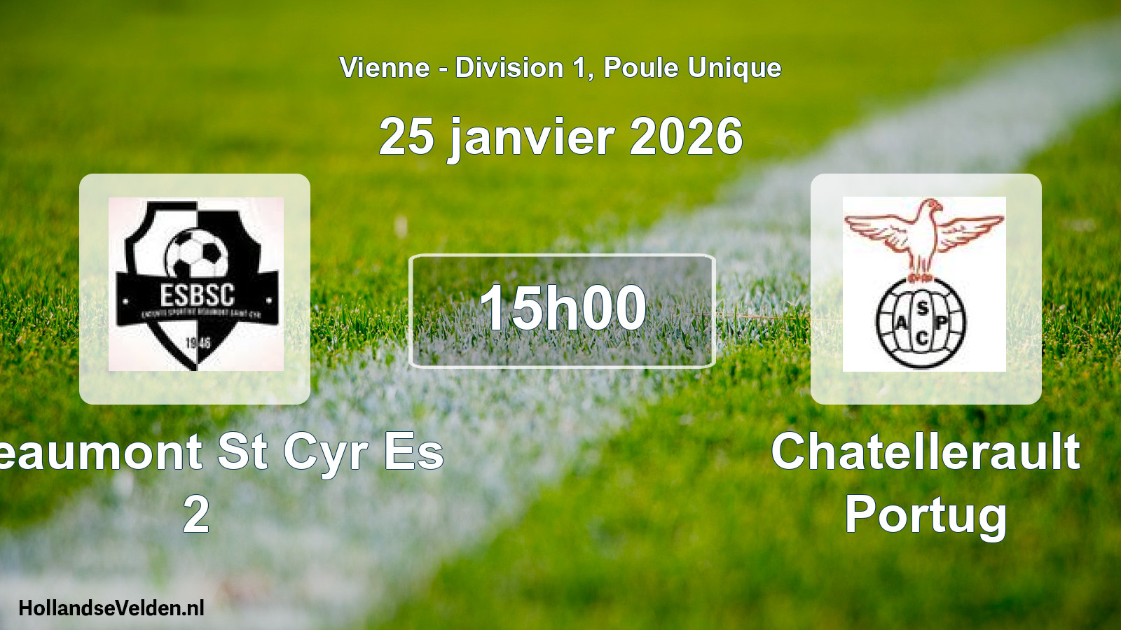 Geplande wedstrijd: Beaumont St Cyr Es 2 - Chatellerault Portug (25 janvier 2026)