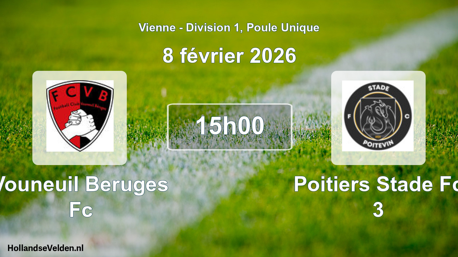 Geplande wedstrijd: Vouneuil Beruges Fc - Poitiers Stade Fc 3 (8 februari 2026)