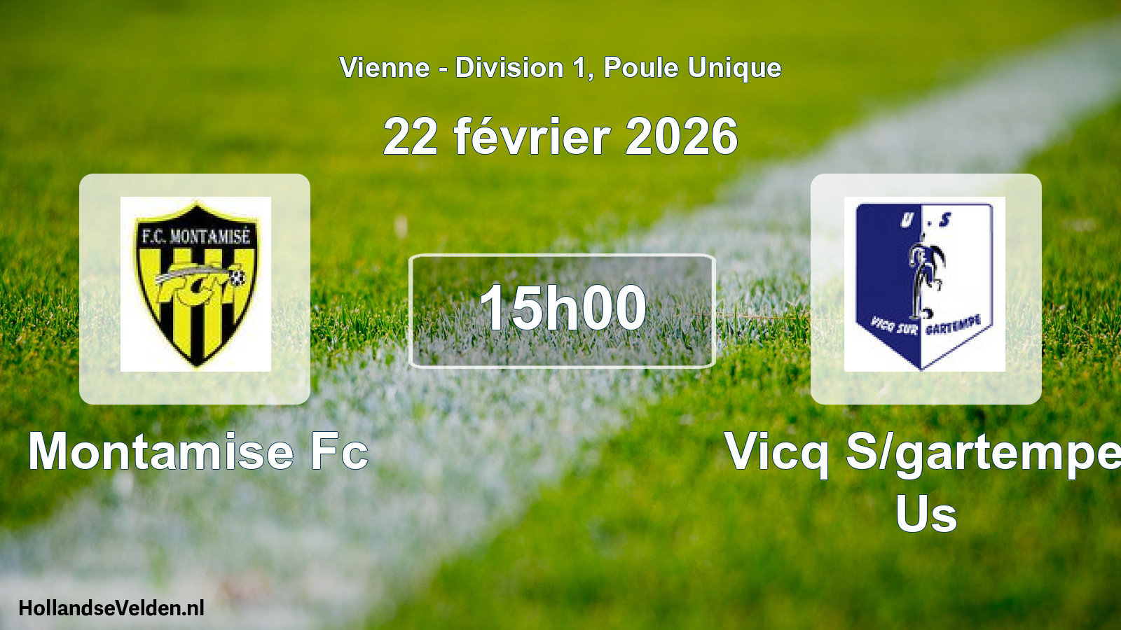 Geplande wedstrijd: Montamise Fc - Vicq S/gartempe Us (22 février 2026)