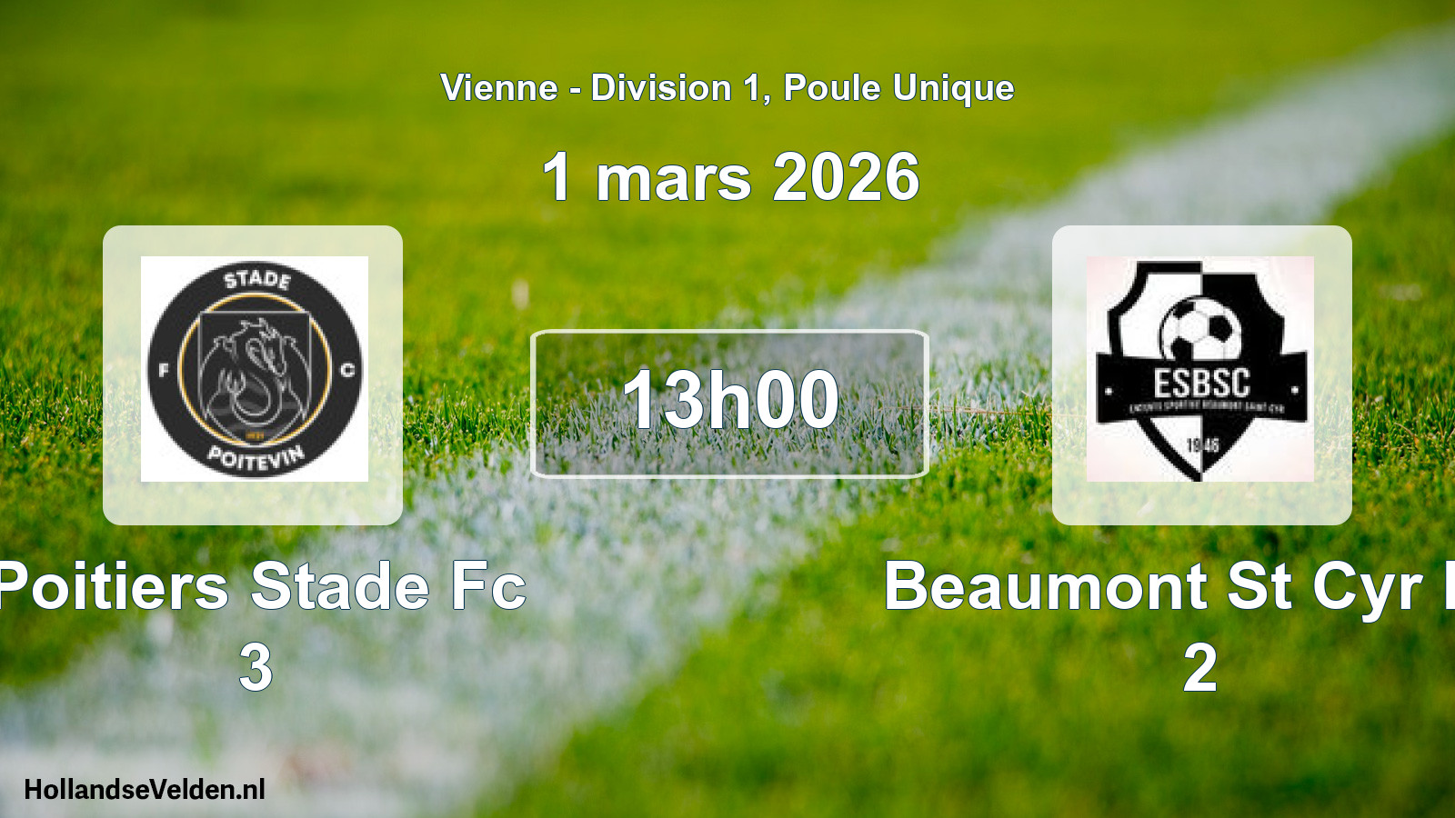 Geplande wedstrijd: Poitiers Stade Fc 3 - Beaumont St Cyr Es 2 (1 maart 2026)