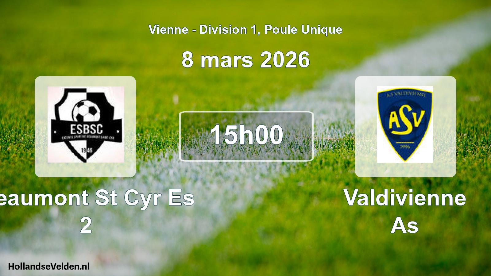 Geplande wedstrijd: Beaumont St Cyr Es 2 - Valdivienne As (8 maart 2026)