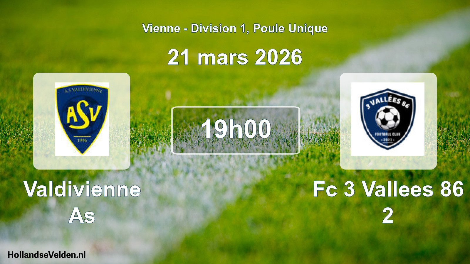 Geplande wedstrijd: Valdivienne As - Fc 3 Vallees 86 2 (21 mars 2026)