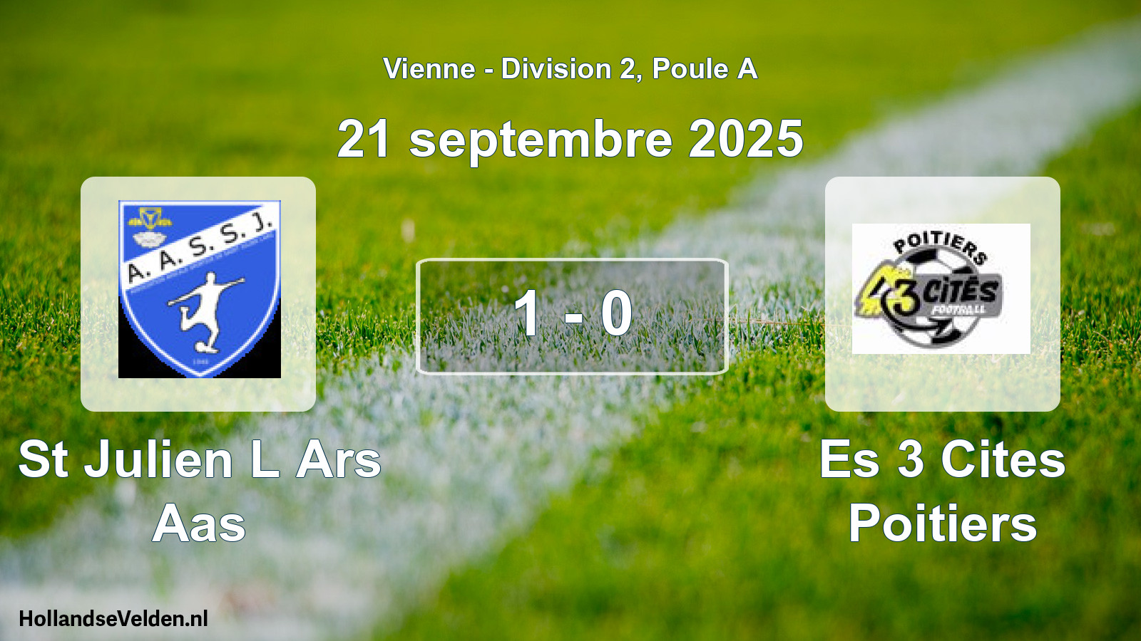 Gespeelde wedstrijd: St Julien L Ars Aas - Es 3 Cites Poitiers 1 - 0 (21 septembre 2025)
