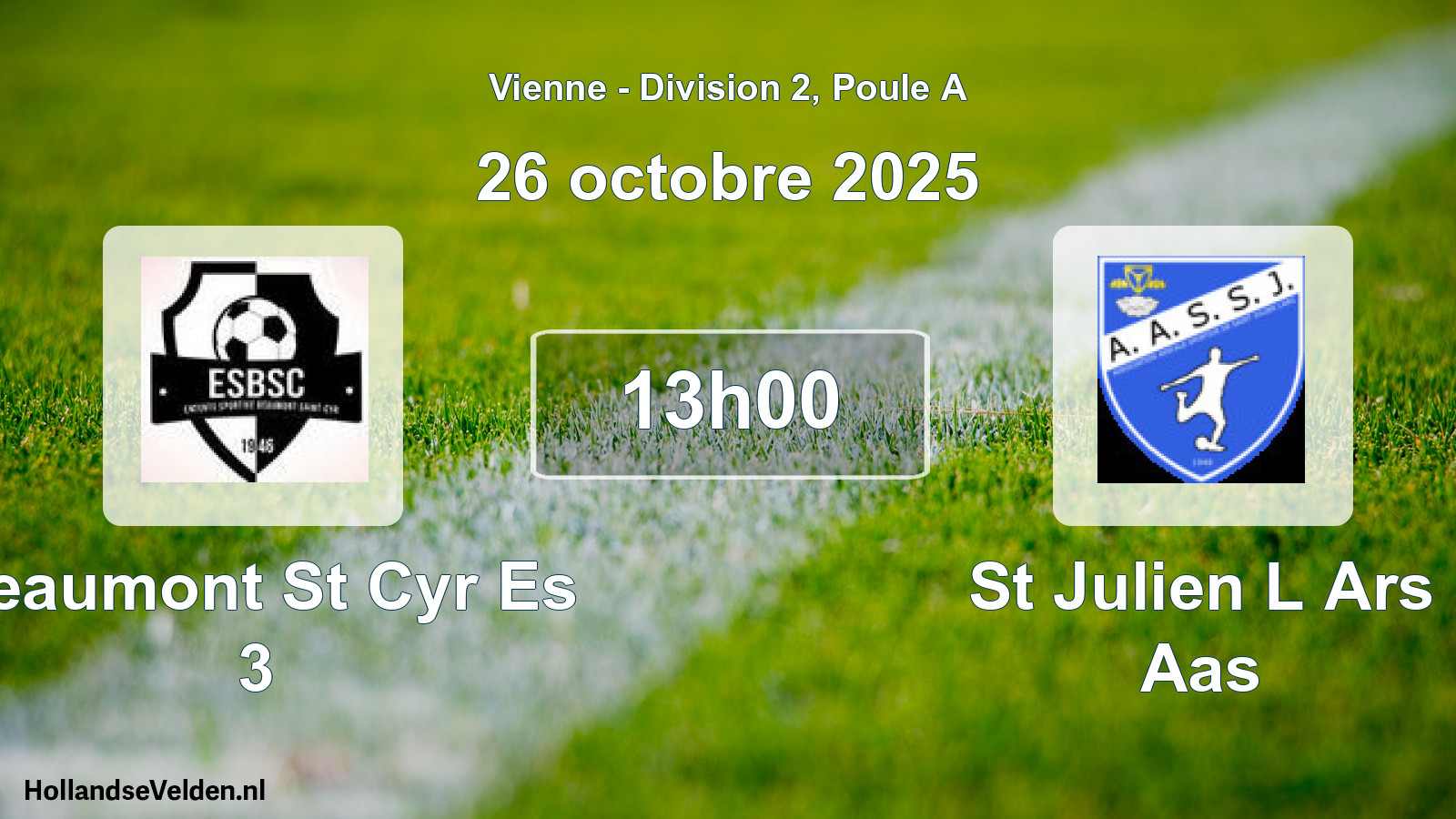 Scheduled Match: Beaumont St Cyr Es 3 - St Julien L Ars Aas (26 October 2025)