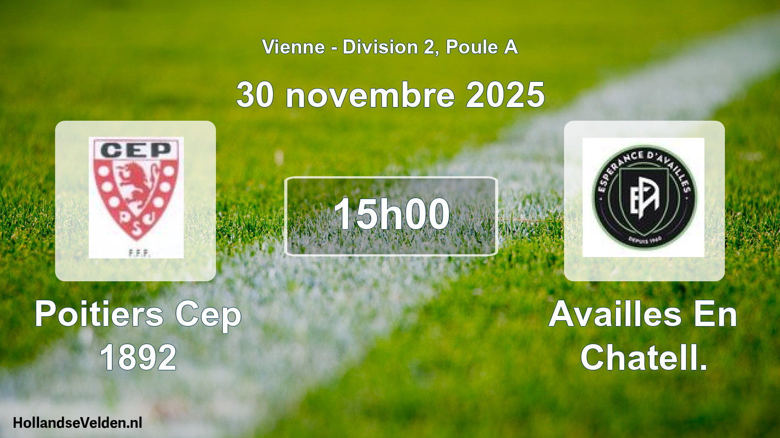 Geplande wedstrijd: Poitiers Cep 1892 - Availles En Chatell. (30 november 2025)