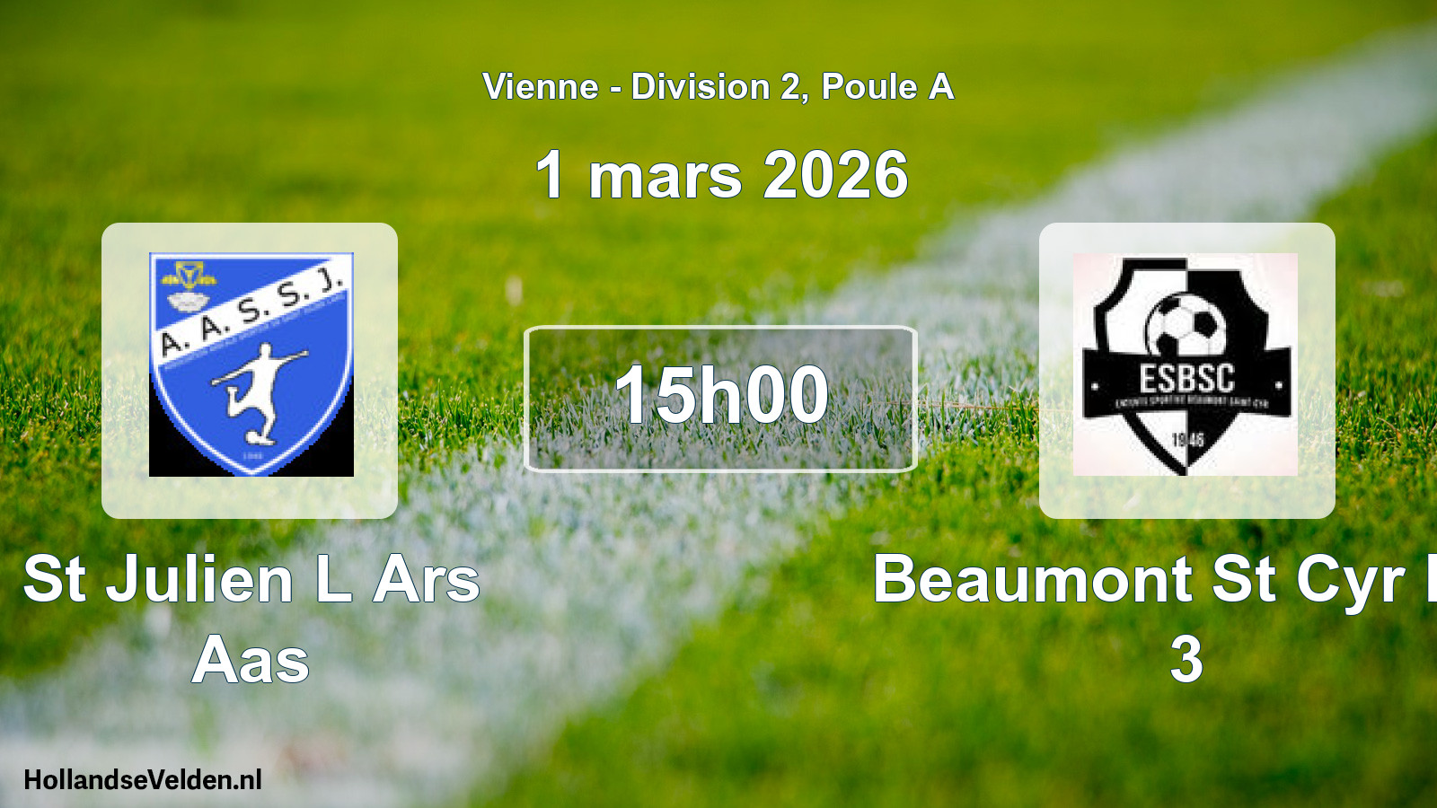 Geplande wedstrijd: St Julien L Ars Aas - Beaumont St Cyr Es 3 (1 mars 2026)