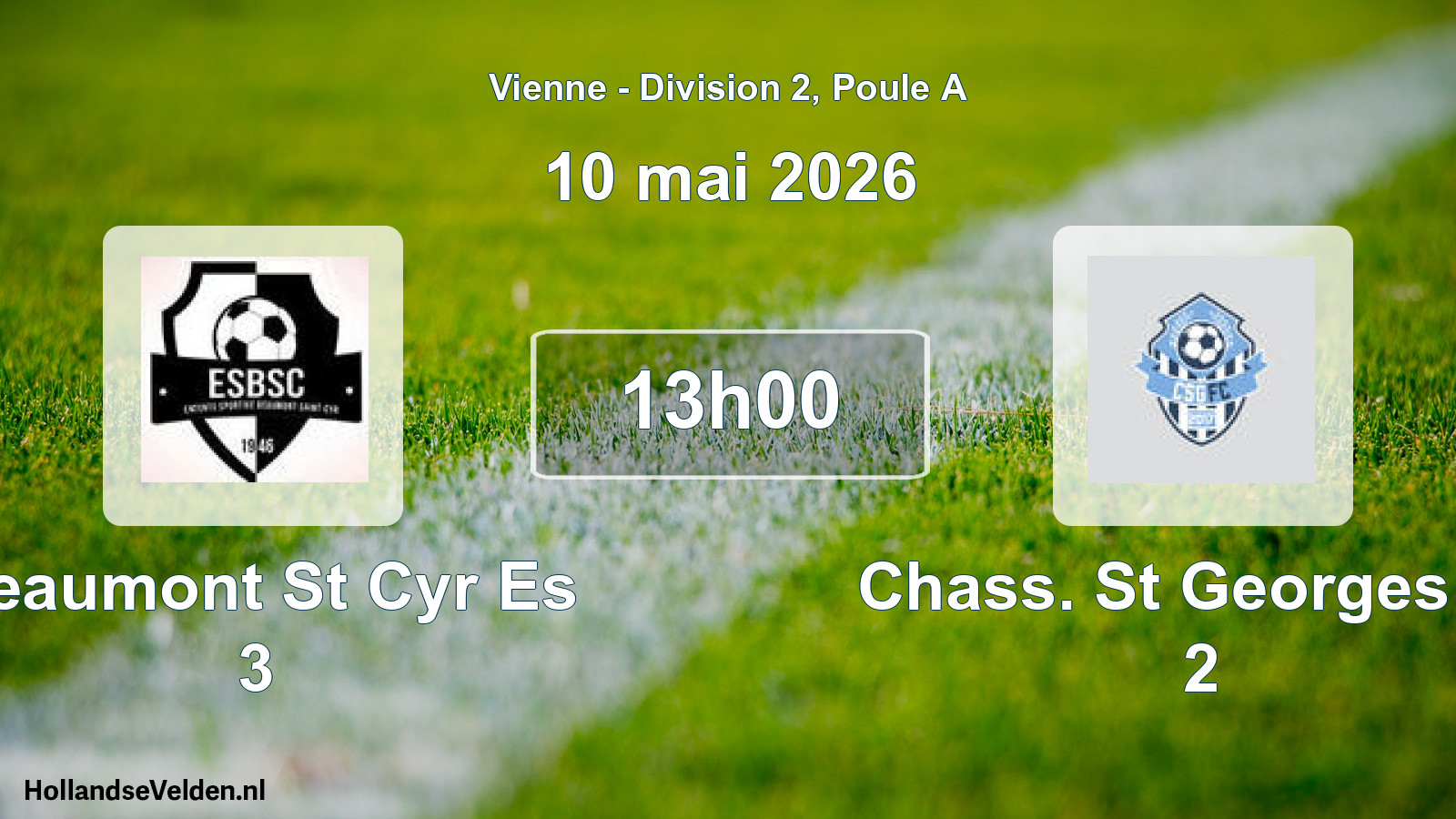 Geplande wedstrijd: Beaumont St Cyr Es 3 - Chass. St Georges Fc 2 (10 mei 2026)