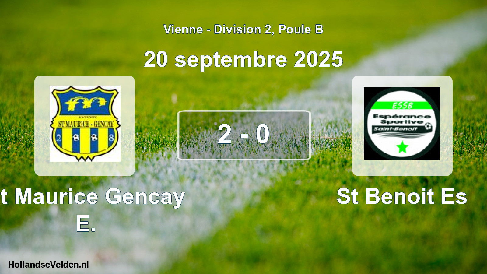 Gespeelde wedstrijd: St Maurice Gencay E. - St Benoit Es 2 - 0 (20 september 2025)