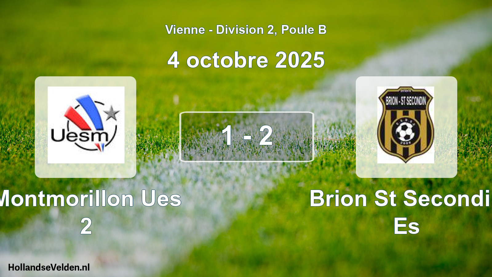 Gespeelde wedstrijd: Montmorillon Ues 2 - Brion St Secondin Es 1 - 2 (4 octobre 2025)