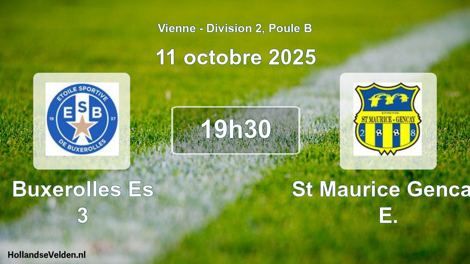 Geplande wedstrijd: Buxerolles Es 3 - St Maurice Gencay E. (11 octobre 2025)