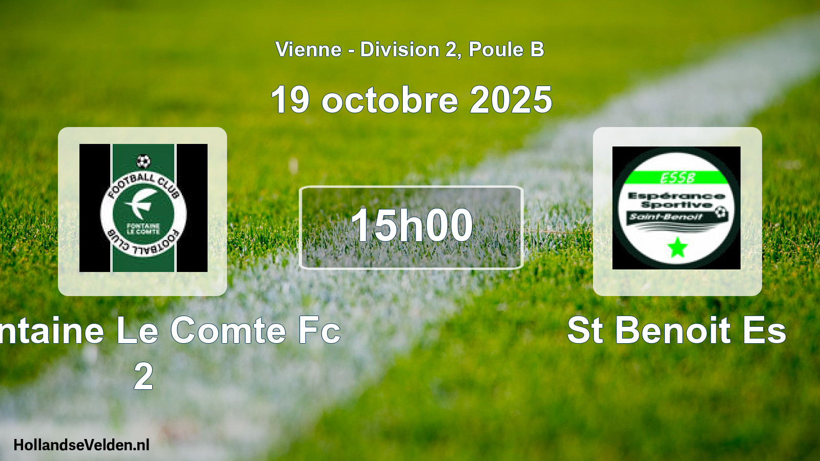 Scheduled Match: Fontaine Le Comte Fc 2 - St Benoit Es (19 October 2025)