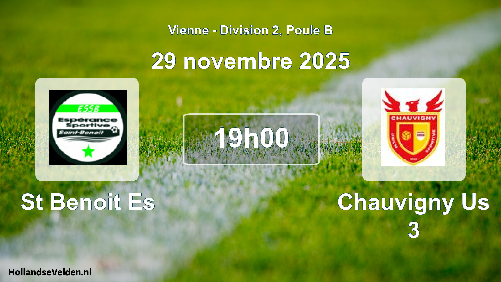 Geplande wedstrijd: St Benoit Es - Chauvigny Us 3 (29 novembre 2025)
