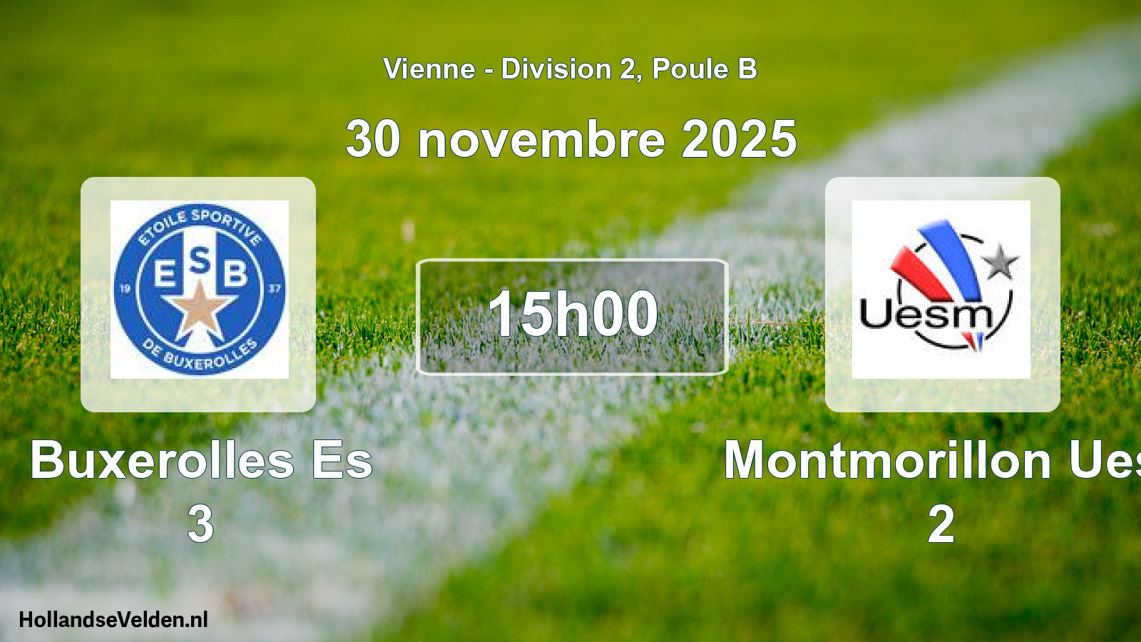 Geplande wedstrijd: Buxerolles Es 3 - Montmorillon Ues 2 (30 novembre 2025)