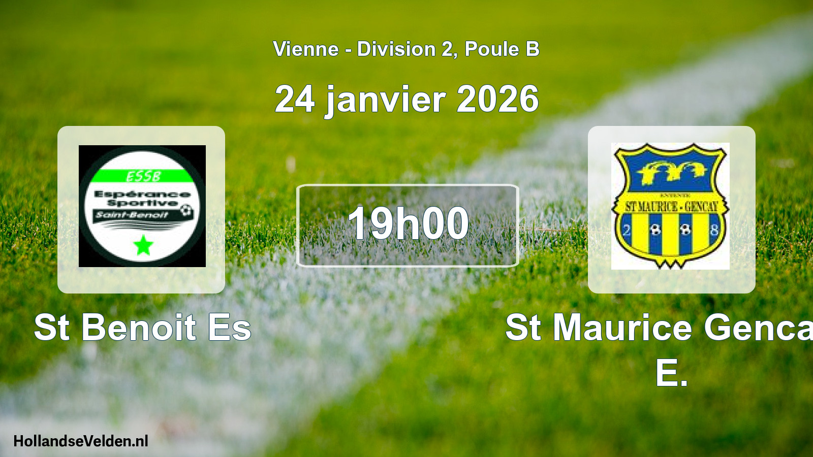 Geplande wedstrijd: St Benoit Es - St Maurice Gencay E. (24 janvier 2026)