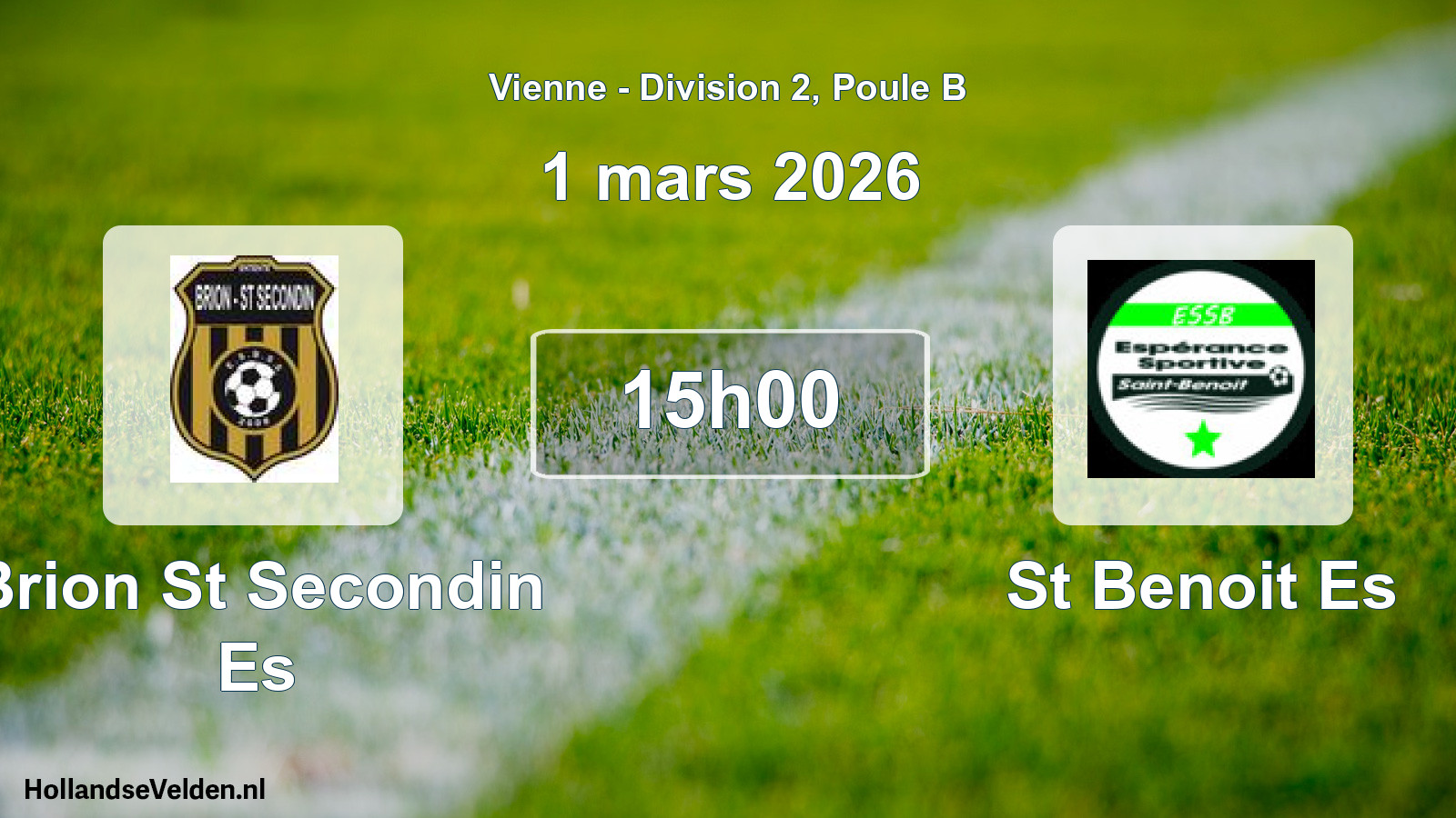 Geplande wedstrijd: Brion St Secondin Es - St Benoit Es (1 mars 2026)