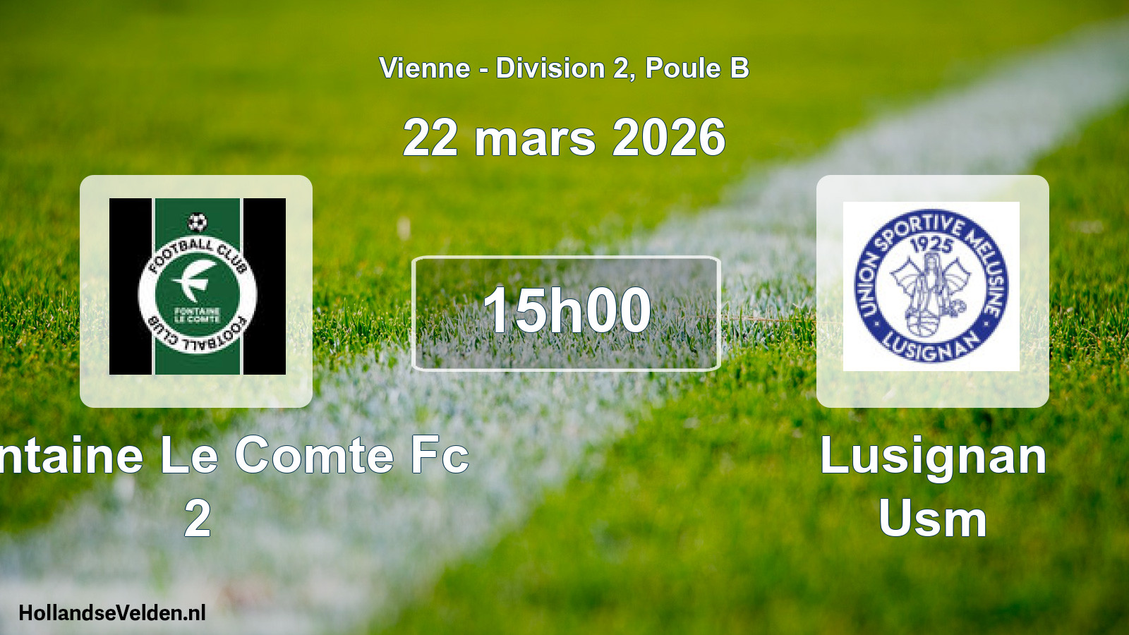 Geplande wedstrijd: Fontaine Le Comte Fc 2 - Lusignan Usm (22 mars 2026)