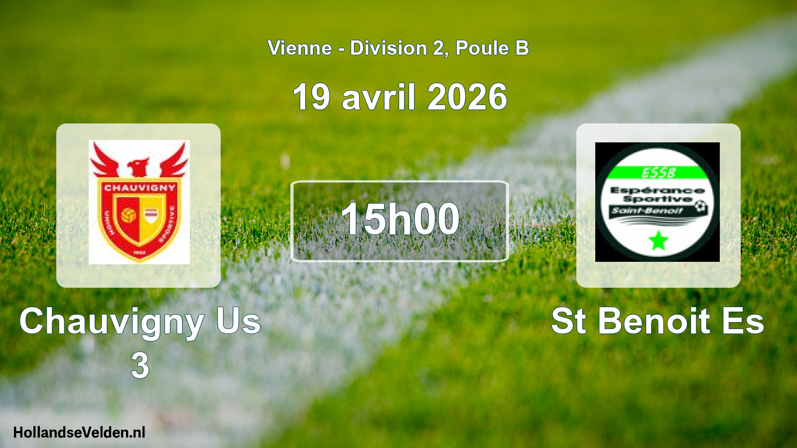 Geplande wedstrijd: Chauvigny Us 3 - St Benoit Es (19 avril 2026)