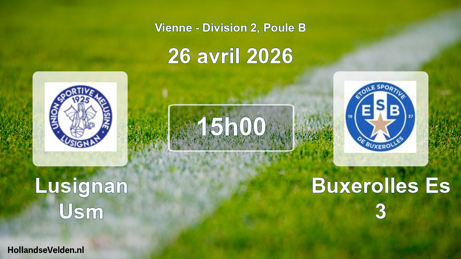 Geplande wedstrijd: Lusignan Usm - Buxerolles Es 3 (26 avril 2026)