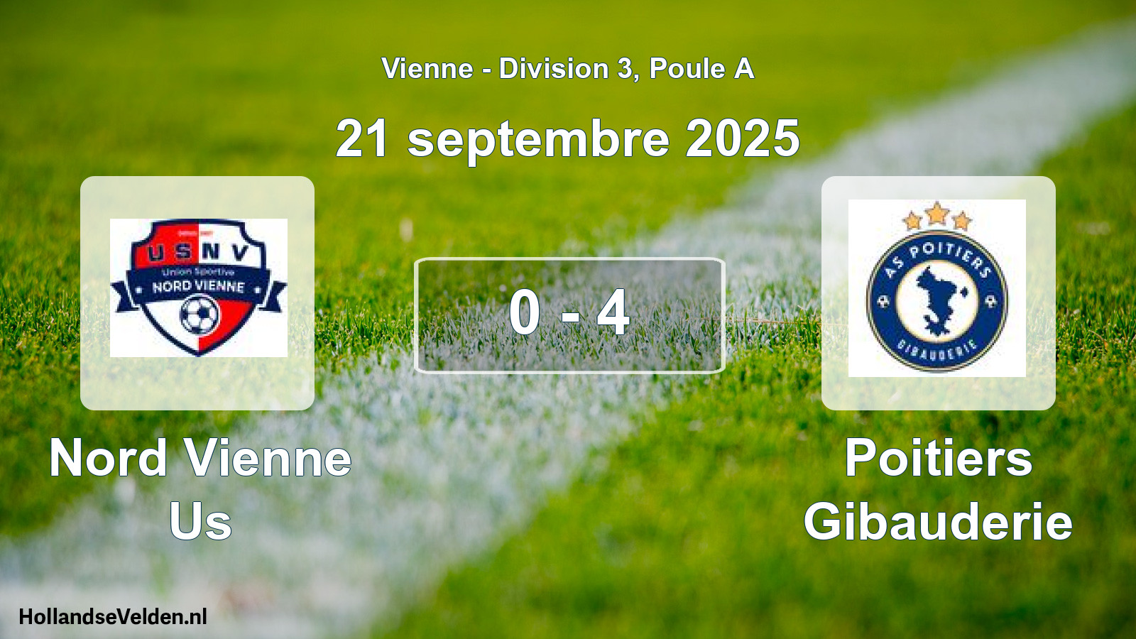 Gespeelde wedstrijd: Nord Vienne Us - Poitiers Gibauderie 0 - 4 (21 septembre 2025)