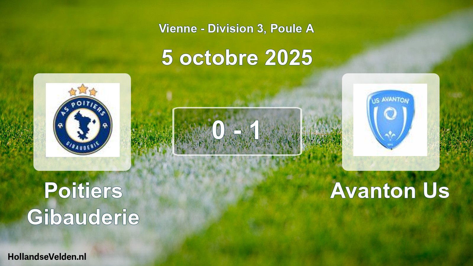 Gespeelde wedstrijd: Poitiers Gibauderie - Avanton Us 0 - 1 (5 octobre 2025)